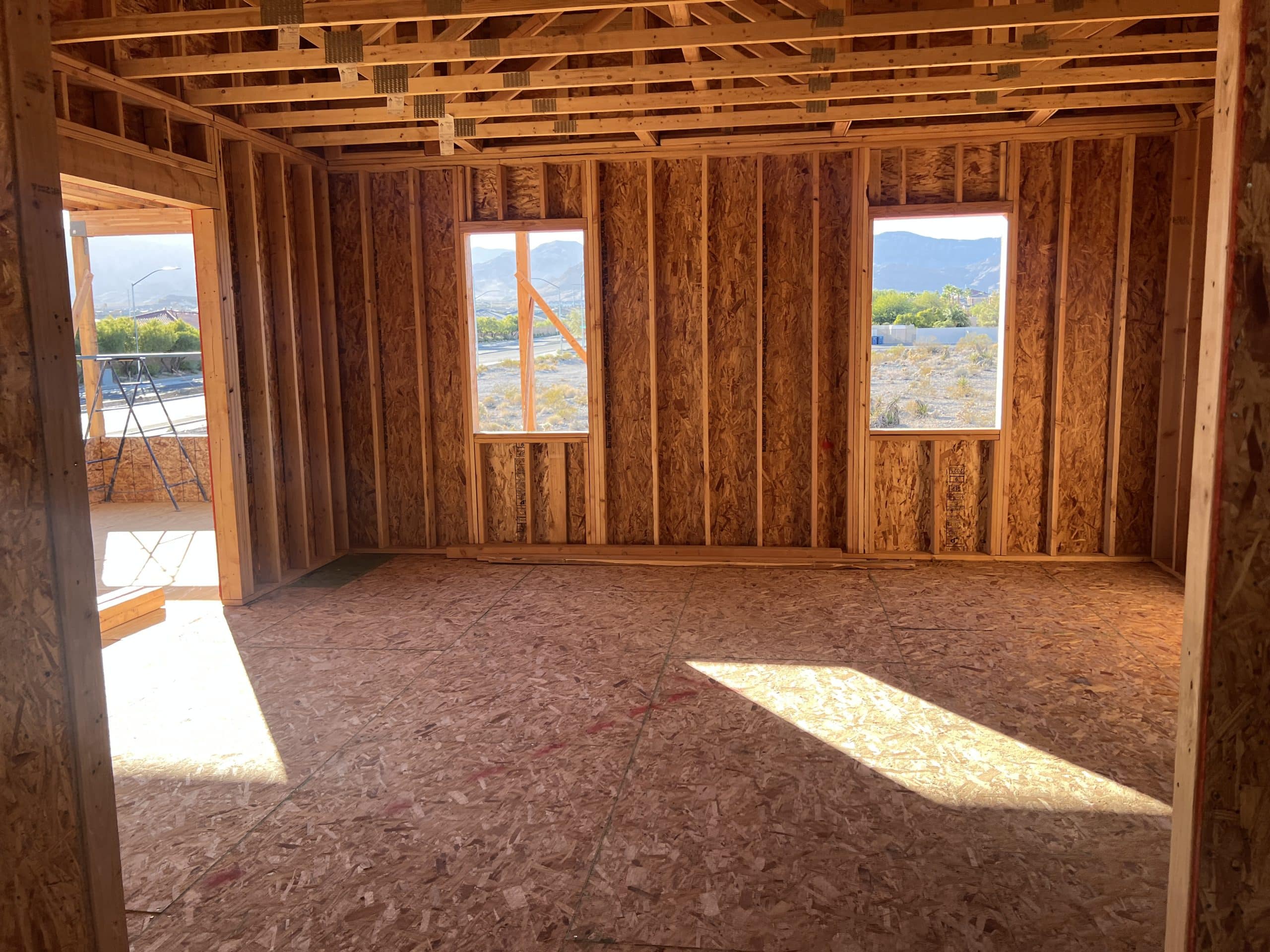 Empty room under construction with windows