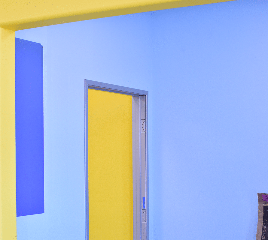 Colorful walls with a door