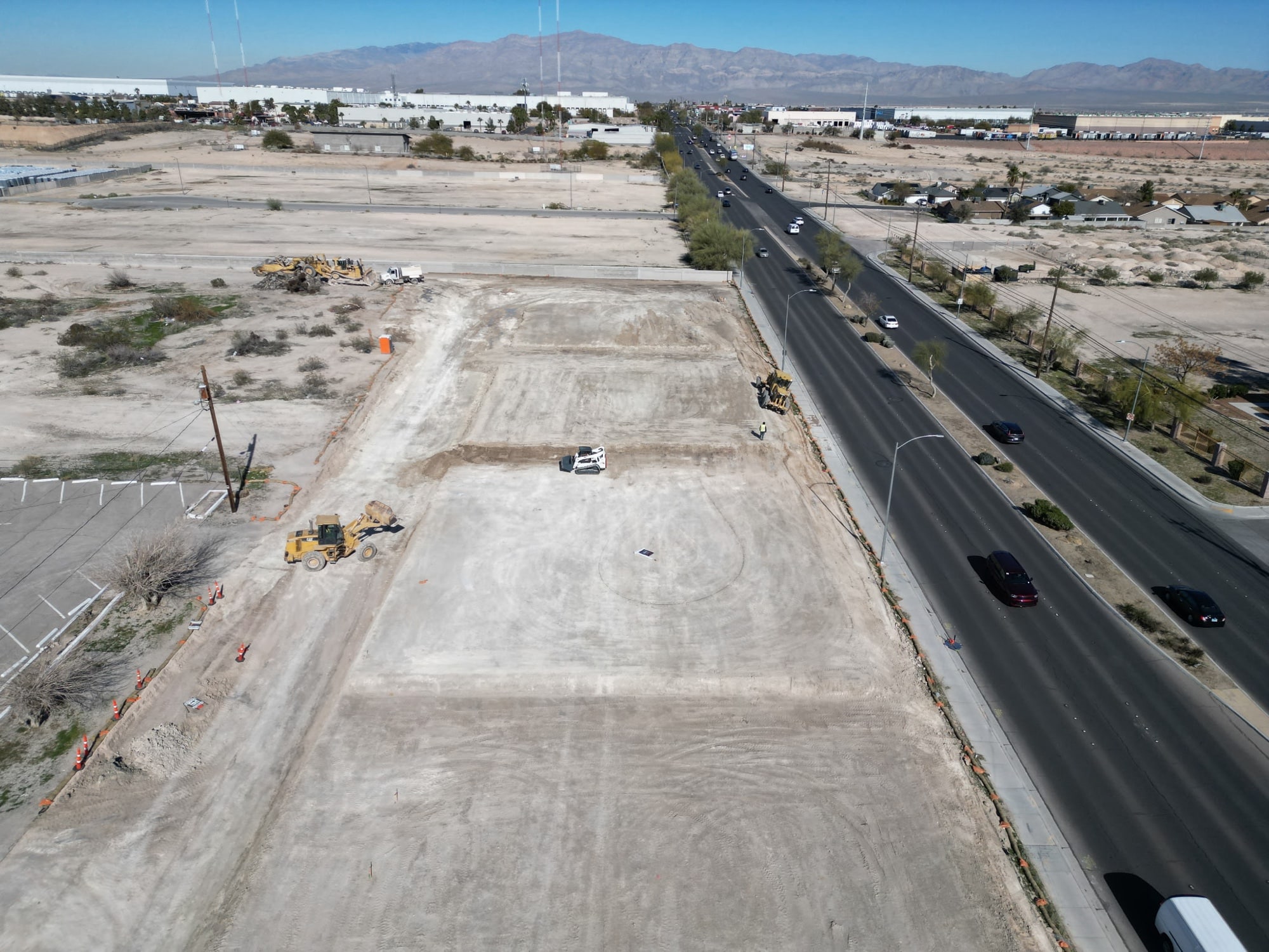 Construction site beside a road