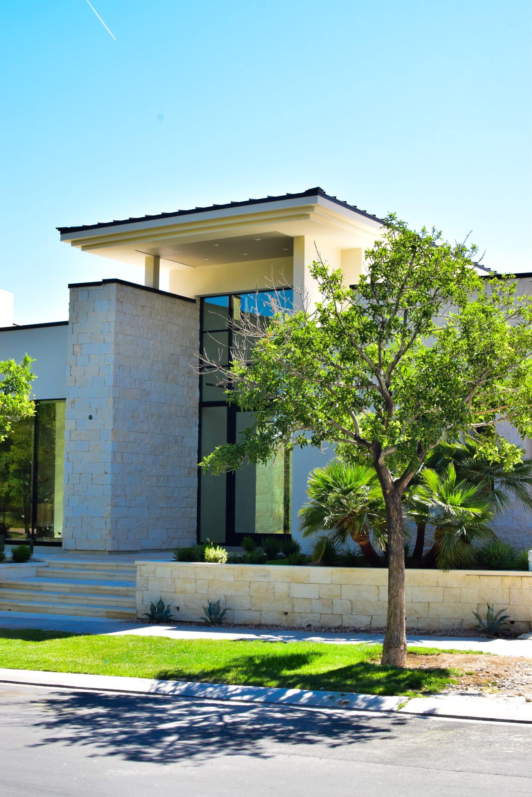 Modern house with landscaped surroundings